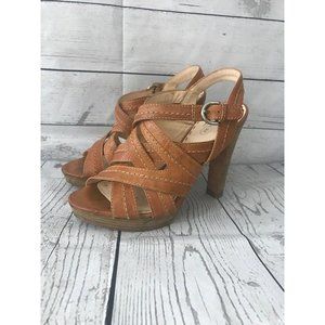 Coach Brynne Light Tan Camel Leather Strappy